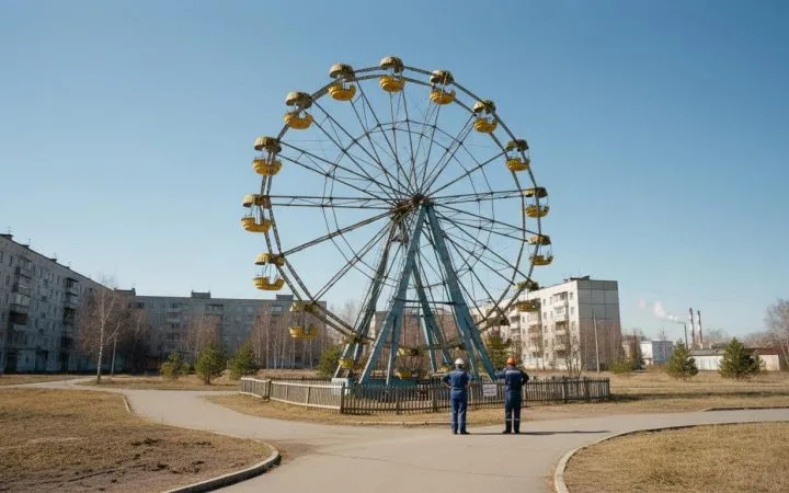 Новое колесо обозрения в Новосибирске сломалось