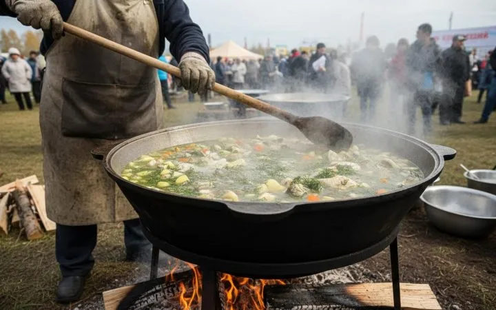 250 л ухи из 5 видов рыб сварили на фестивале "Вкусное местное" в Томске
