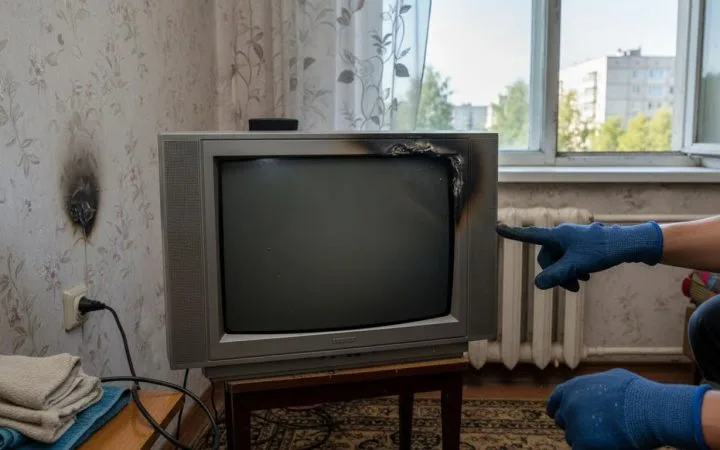 В Омске в квартире загорелся выключенный телевизор