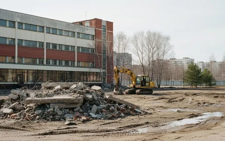 В Новосибирске снесли парковку бизнес-центра на пр. Карла Маркса, 55
