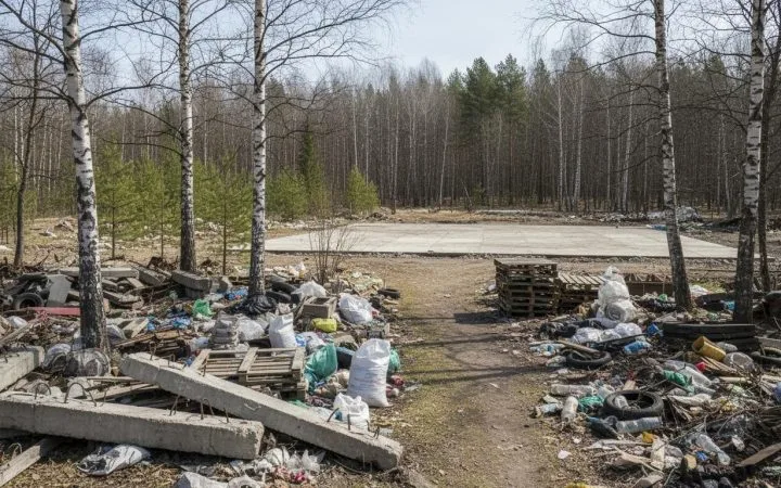 Из-за строителей зона отдыха новосибирского села превратилась в свалку